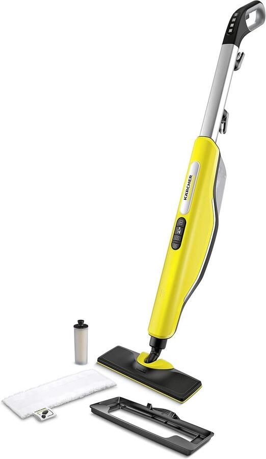 Verticale Stoomreiniger Stoom Bezem Hygiënisch Reinigen Snel Opwarmen 118.5 cm Hoog Geel