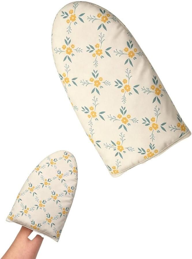 Verticale strijkhandschoen met bloemenmotief hittebestendig en veilig voor handen ideaal voor stoomkoker en snel strijken zonder plank