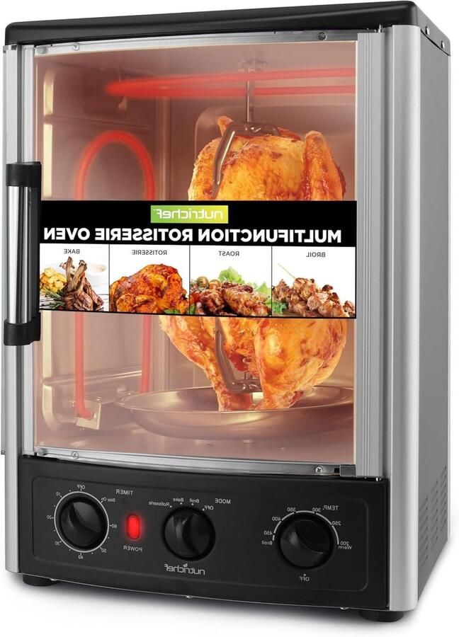 Verticale Tafeloven Convectieoven Keuken Braden Grillen Rotisserie Instelbare Hitte Timer 24 Kwarts Capaciteit Zwart