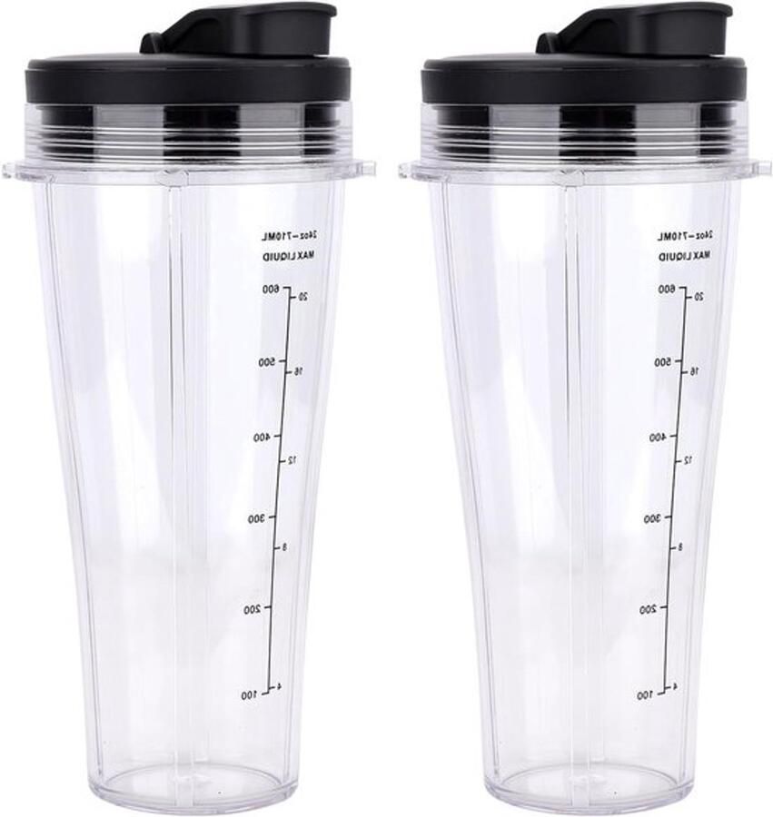 Vervangbekers met Deksel voor Blender 2 Stuks Geschikt voor Blender Modellen en Perfect voor Smoothies en Sapjes