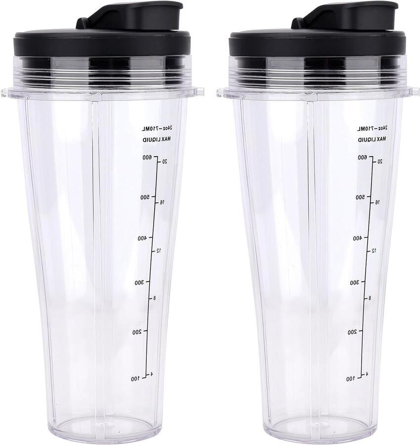 Vervangbekers met Deksel voor Blender 2 Stuks Geschikt voor Ninja Blender Modellen en Perfect voor Smoothies en Sapjes