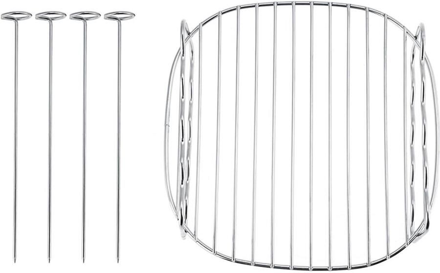 Vervangend BBQ-rek Dubbellaags Bakplaat Airfryer Accessoire Roestvrij Staal Zilver
