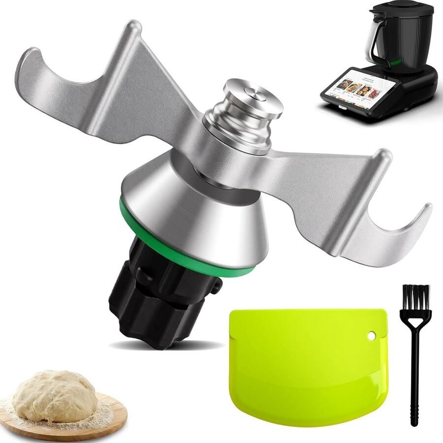 Vervangend Deegmes van Roestvrij Staal 304 voor Thermomix Antiaanbaklaag Inclusief Deegschraper en Reinigingsborstel Ideaal voor Bakken en Koken