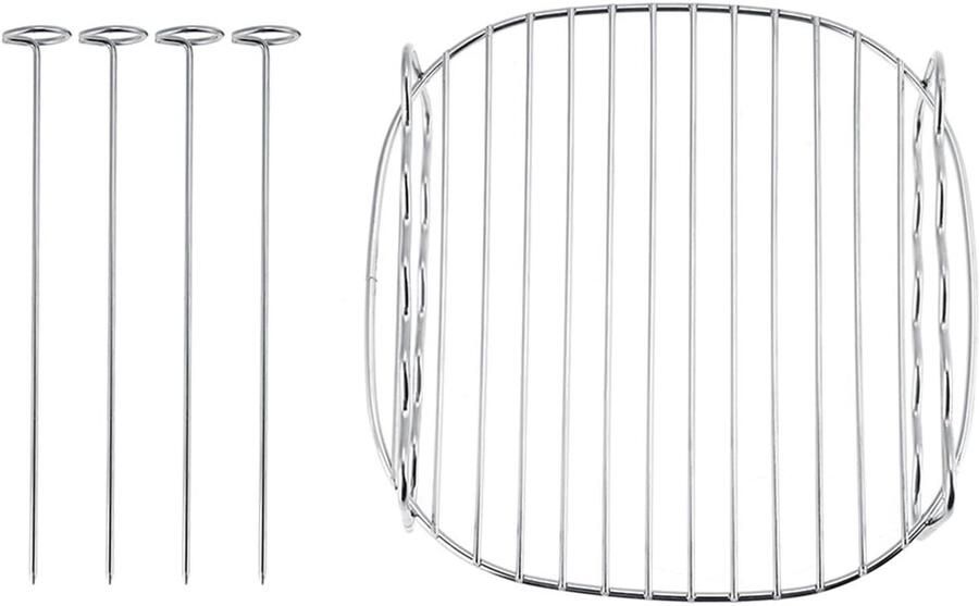 Vervangend Grillrek 18X18X8 voor BBQ Dubbele Laag Spiesen en Grillplaat voor Airfryer