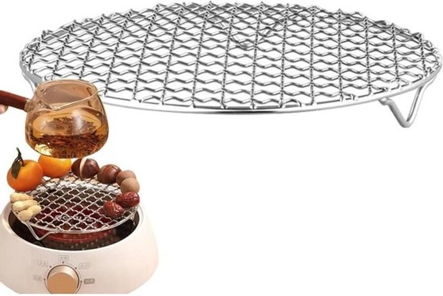 Vervangend grillrooster Barbecuerooster Voor buiten koken Roestvrij staal 21 cm diameter Zilver