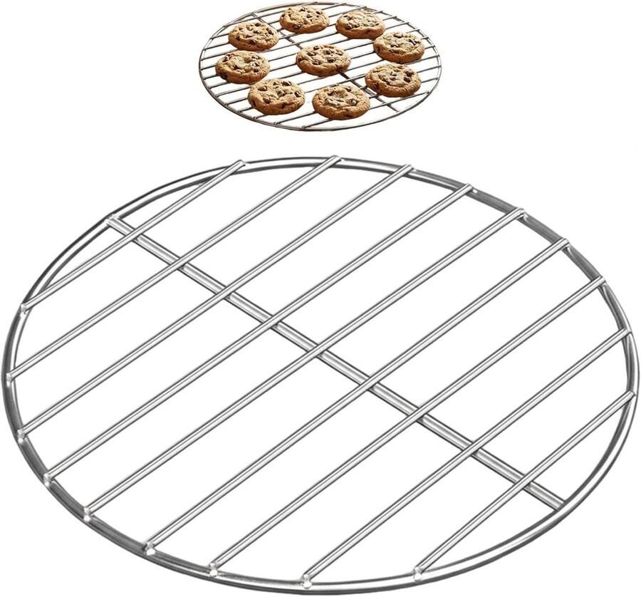 Vervangend grillrooster Rond kookrooster Buiten koken Gelijkmatige warmte 32 cm Zilver