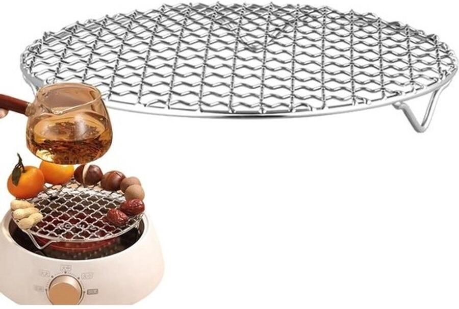 Vervangend grillrooster Roostertje voor kampeergrill Voor buiten koken Dik roestvrij staal 26 cm Zilver