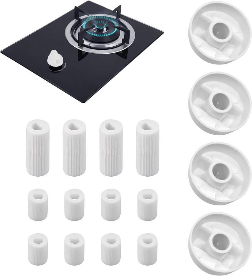 Vervangende Bedieningsknoppen Fornuis Knoppen Keukenapparaten Repareren Veilig ABS Materiaal 4 Sets Wit