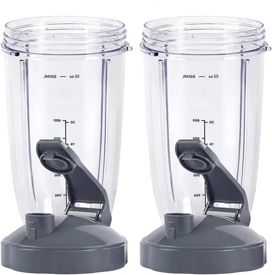 Vervangende Beker Set Reservebekers Blender Smoothies Maken Flip Top Deksel 32 OZ Transparant