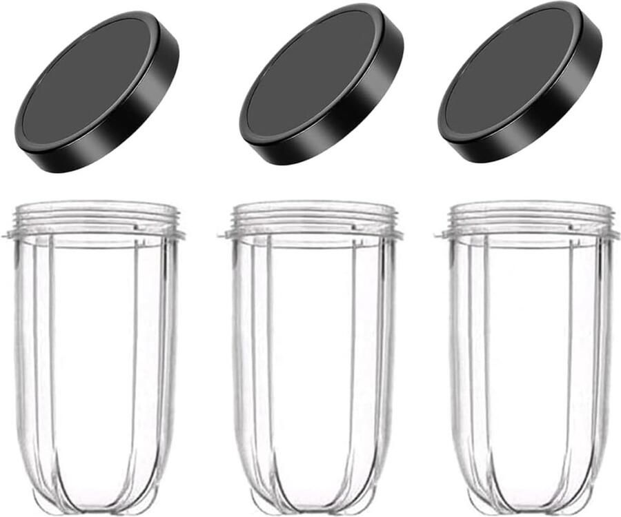 Vervangende Bekers voor Blender 3-Pack van 16 oz Inclusief Deksel Geschikt voor Keukenapparatuur en Sapcentrifuges