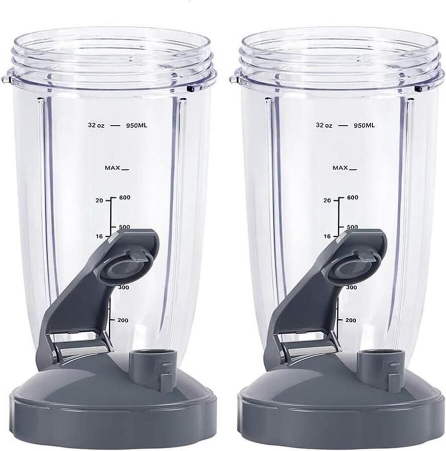 Vervangende Beker Set Reservebekers Blender Smoothies Maken Flip Top Deksel 32 OZ Transparant
