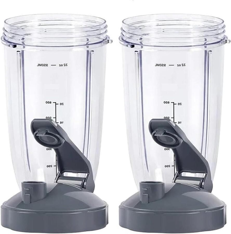 Vervangende Bekers Blender Accessoires Smoothie Maken Met Flip Top Deksel 2 x 900ml Transparant
