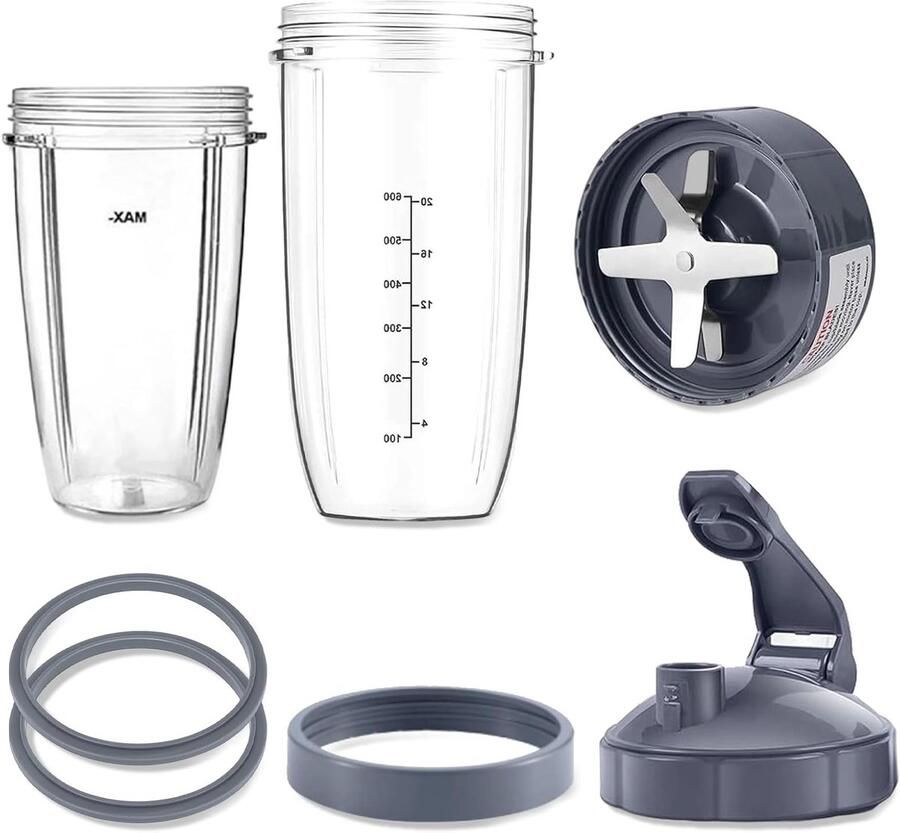 Vervangende Bekers voor Blender 600w 900w Set met 2 Bekers Extractie Mes Flip-Top Deksel en Rubber Ring voor Optimale Mixresultaten