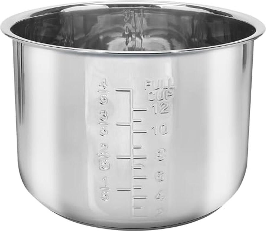 Vervangende Binnenpot voor Rijstkoker 304 Roestvrijstalen Snelkookpan Antiaanbaklaag Compatibel met Meerdere Kookplaten