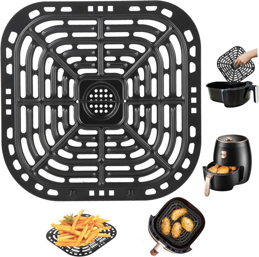 Vervangende Grillpan Friteuse accessoire Lekker koken Vaatwasmachinebestendig 24x23cm Zilver
