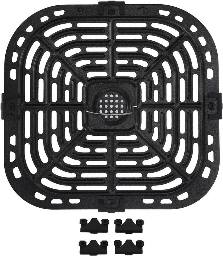 Vervangende Grillpan Friteuse Plaat Gezond Koken Dubbellaags Coating 24 x 23 cm Zilver