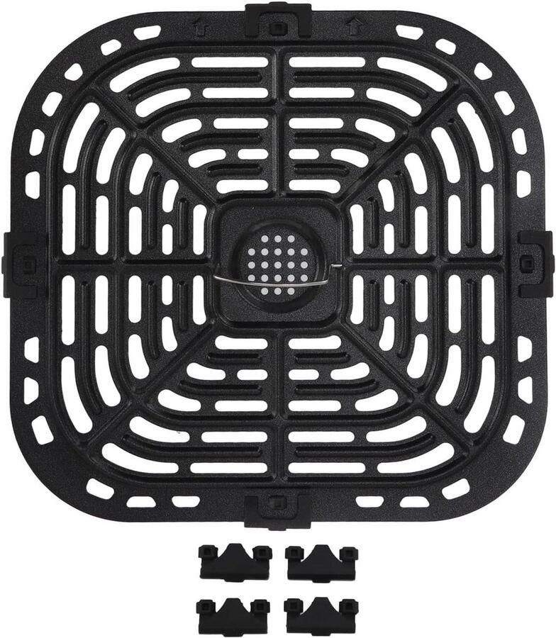 Vervangende Grillpan Luchtfriteuse Accessoire Gezond Koken Voedselveilig Roestvrij Staal 24x23cm Zilver