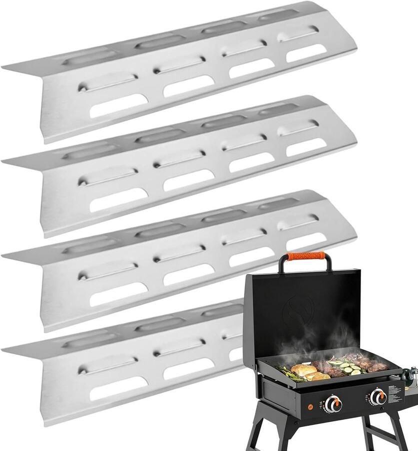 Vervangende Grillplaten Warmteplaten Vlambeschermers Barbecue Beschermen Roestvrij Staal 42 x 12.6 cm Zilver