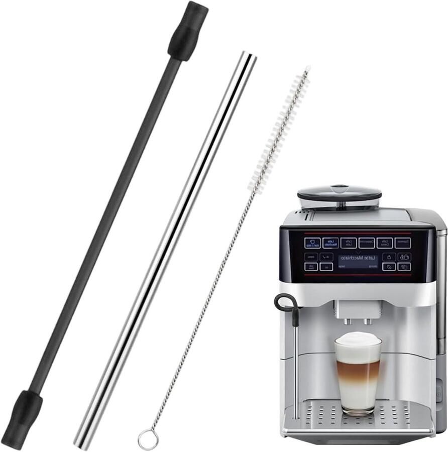 Vervangende Melkslang Set voor Siemens EQ6 en Bosch Veroaroma Koffiemachines Inclusief RVS Melkslang en Reinigingsborstel Ideaal voor Perfecte Melkschuim en Koffiecreaties