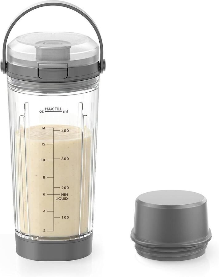 Vervangende Mengbeker voor Draagbare Blender Inclusief Drinkdeksel met Handvat Geschikt voor Ninja BC151NV BC151CR BC100 Series Ideaal voor Smoothies en Shakes
