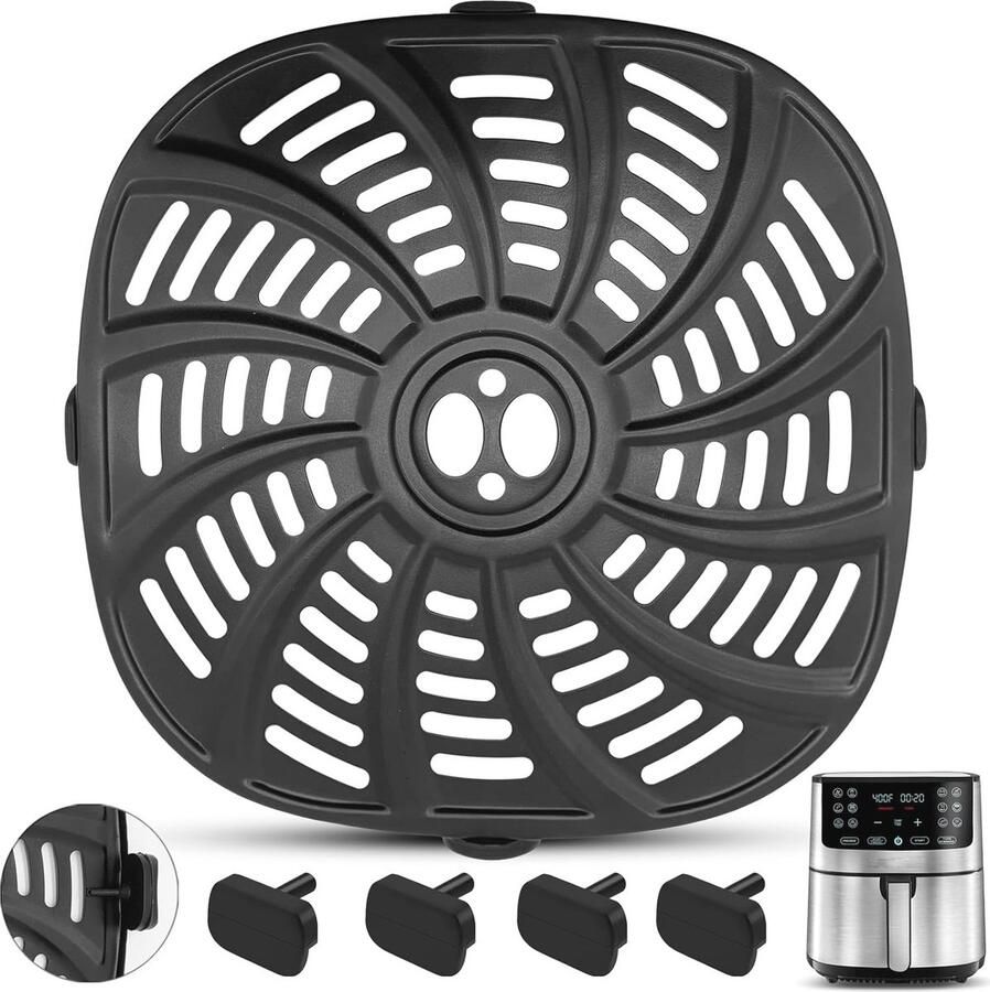 Vervangende Onderdelen voor 7 QT Air Fryer RVS Grill Pan Scherperige Plaat en Lade Rack met Rubberen Bumpers