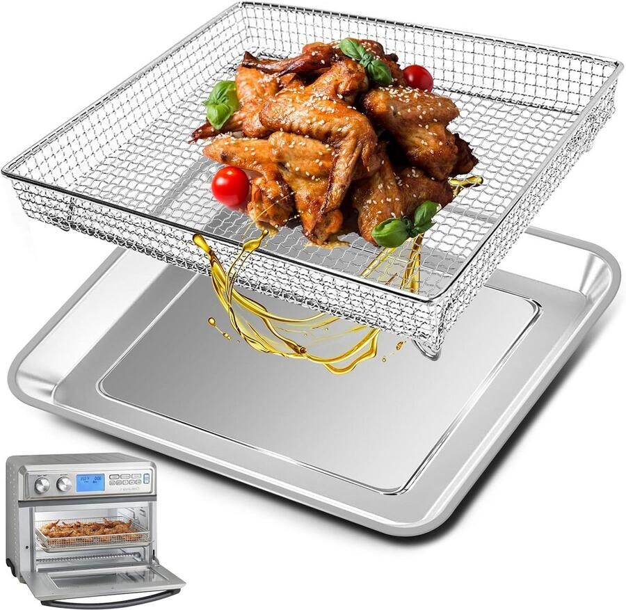 Vervangende RVS Lade voor heteluchtfriteuse Ovenrek met Gaas voor 36.8 x 29.7 cm