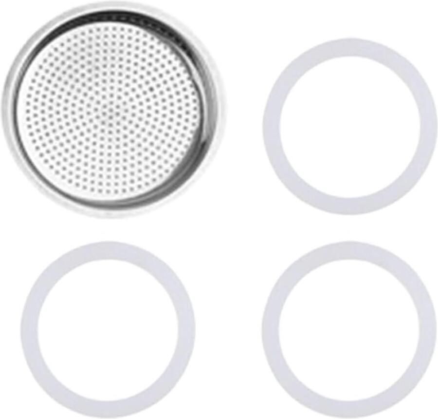 Vervangingskit voor Espressomachine van Roestvrij Staal Inclusief 3 Sealingringen en 1 Vervangingsfilter voor Optimale Koffiesmaak