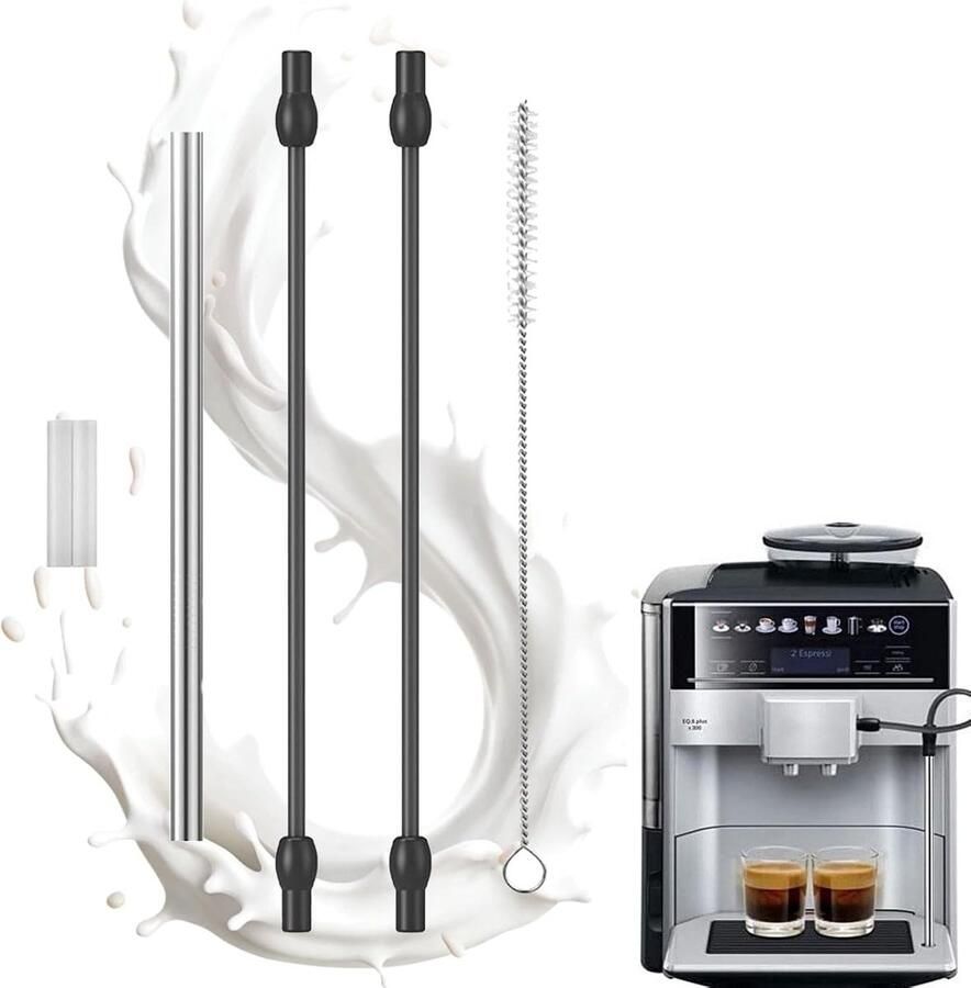 Vervangingsonderdelen voor Siemens EQ6 Koffiemachine met RVS Melk Tube en Reinigingsborstel Geschikt voor EQ6 300 500 700 en VeroAroma Volautomatische Koffiezetter