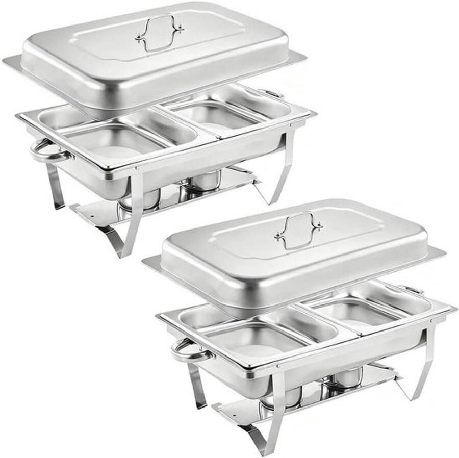 Verwarmd Buffet Voedselwarmer Buffetten Serveren Roestvrij Staal 55 x 35.5 cm Zilver