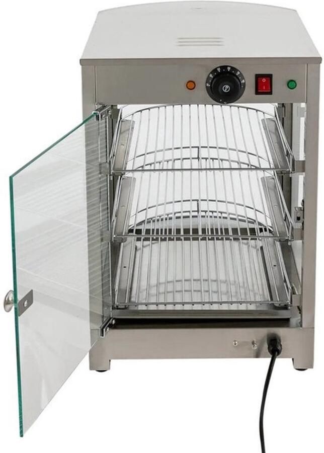 Verwarmde Etalage – Warmhoudkast – Snackenverwarmer – Horeca Etalage – Roestvrij Staal – 50 Liter – Temperatuur Instelbaar
