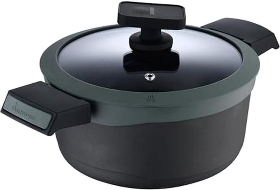 Verwarmde Kookpan met Deksel 24 cm Gemaakt van Gerecycled Gietaluminium met Anti-aanbaklaag