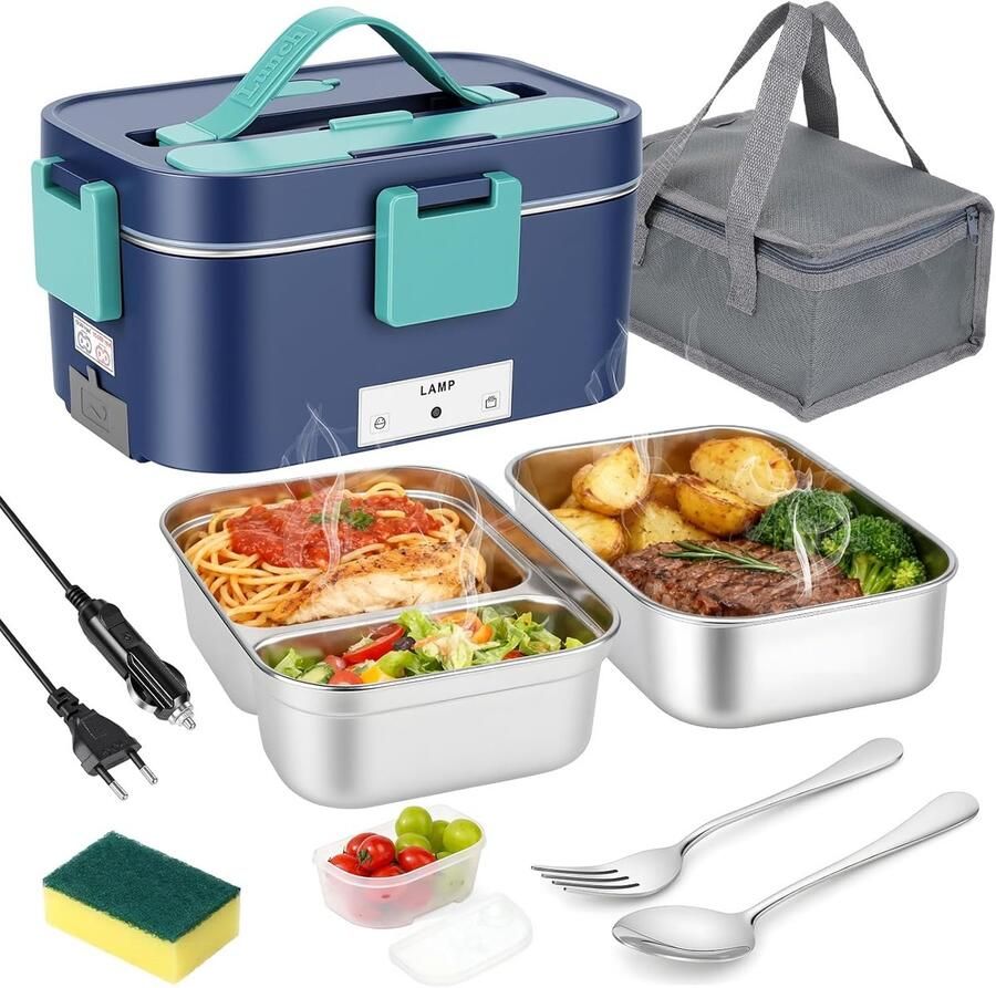 Verwarmde Lunchbox Elektrische Bento Onderweg Eten 3-in-1 Verwarming 1.8 Liter Capaciteit