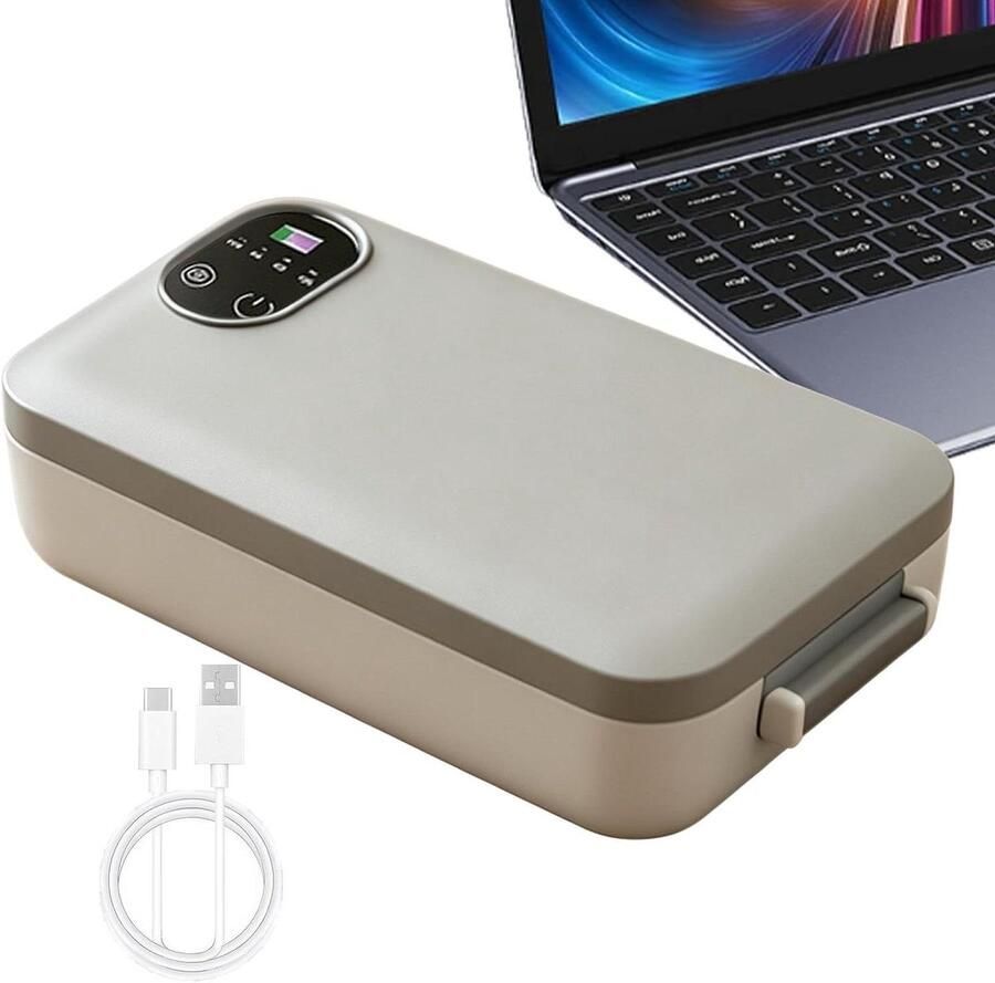 Verwarmde Lunchbox Elektrische Voedselwarmer Maaltijden Warm Houden Instelbare Temperatuur 900 ml Grijs