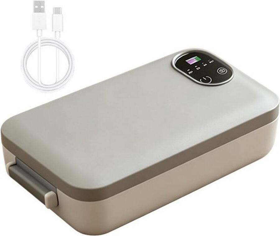 Verwarmde lunchbox Elektrische voedselwarmer Voor het opwarmen van maaltijden Lekvrij dubbel deksel 900 ml Grijs