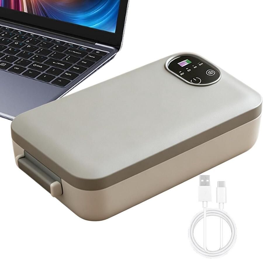 Verwarmde Lunchbox Voedselwarmer Box Warme Maaltijden Onderweg Snelle Opwarming Zonder Water 900ml Grijs