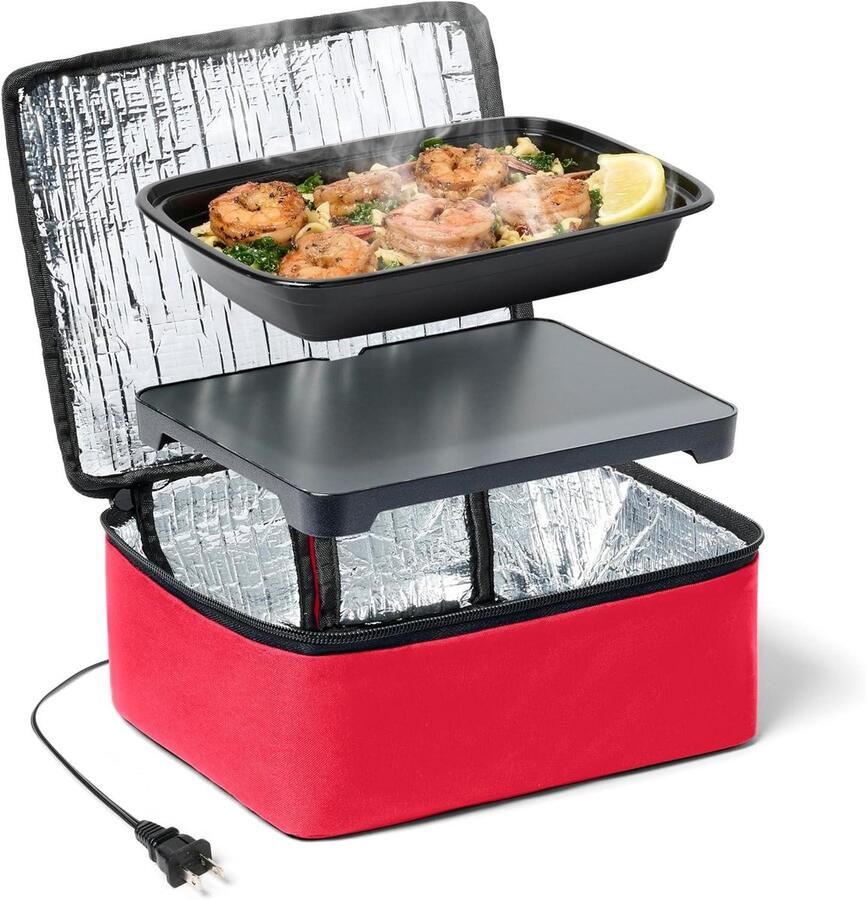 Verwarmende Lunchtas Draagbare Oven Warme Maaltijden Onderweg Zelfregulerende Temperatuur 1.5 Liter Capaciteit Rood
