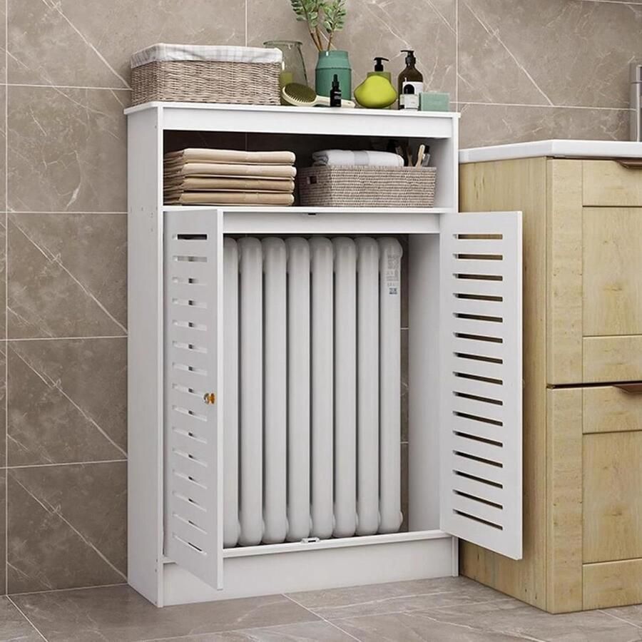 Verwarming Kast Plint Grill Opbergunit Interieur Verbeteren Veilig warmte isoleren L19.7xH35.4xT7.8in Wit