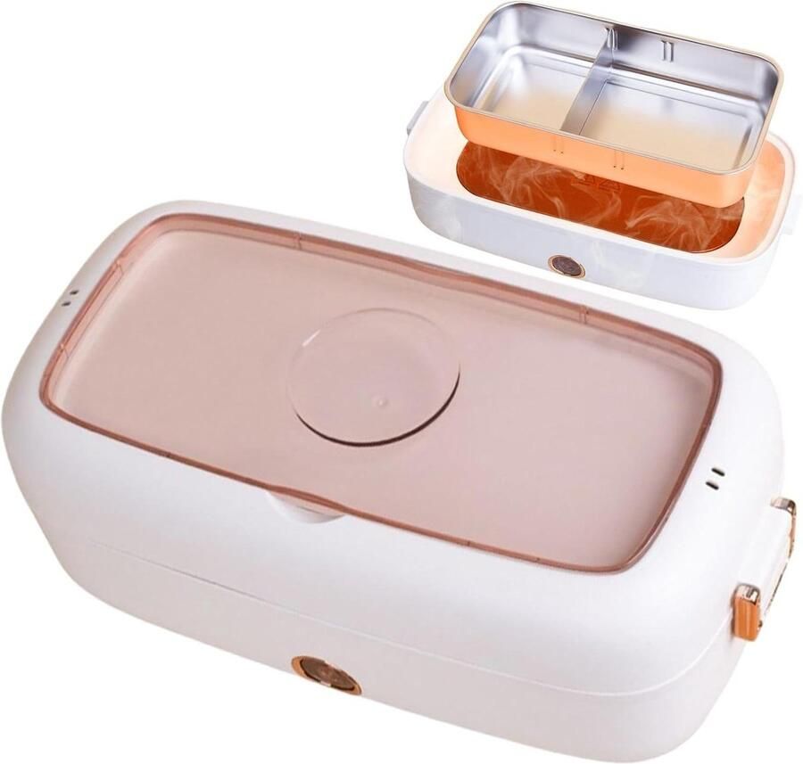 Verwarmde Lunchbox Elektrische Ontbijtdoos Warme Maaltijden Onderweg Instelbare Temperatuur 800 ml Wit