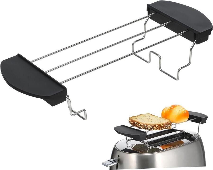 Verwarmingrek voor Broodrooster Accessoire Brood Warm Houden Roestvrij Staal 26 x 9.2 x 5.5 cm