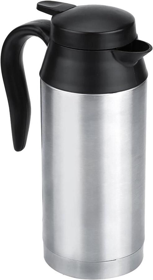 Verwarmingsbeker Auto Reis Waterkoker Onderweg Drankjes Warm Instelbare Temperatuur 750 Ml Zilver