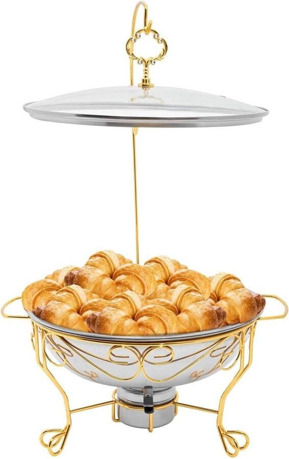 Verwarmingscontainer RVS Buffetwarmer Bain Marie Eten Warm Houden Dubbel Effect 59 L Capaciteit Goud