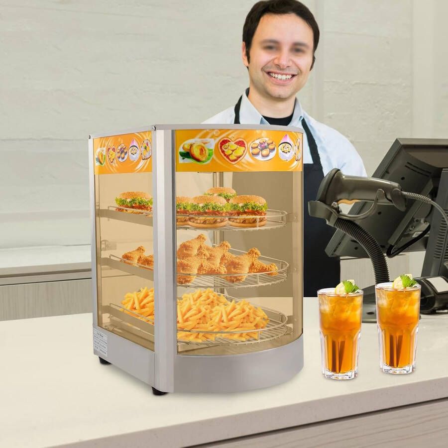 Verwarmingskast voor levensmiddelen met 3 niveaus voor restaurants en bakkerijen