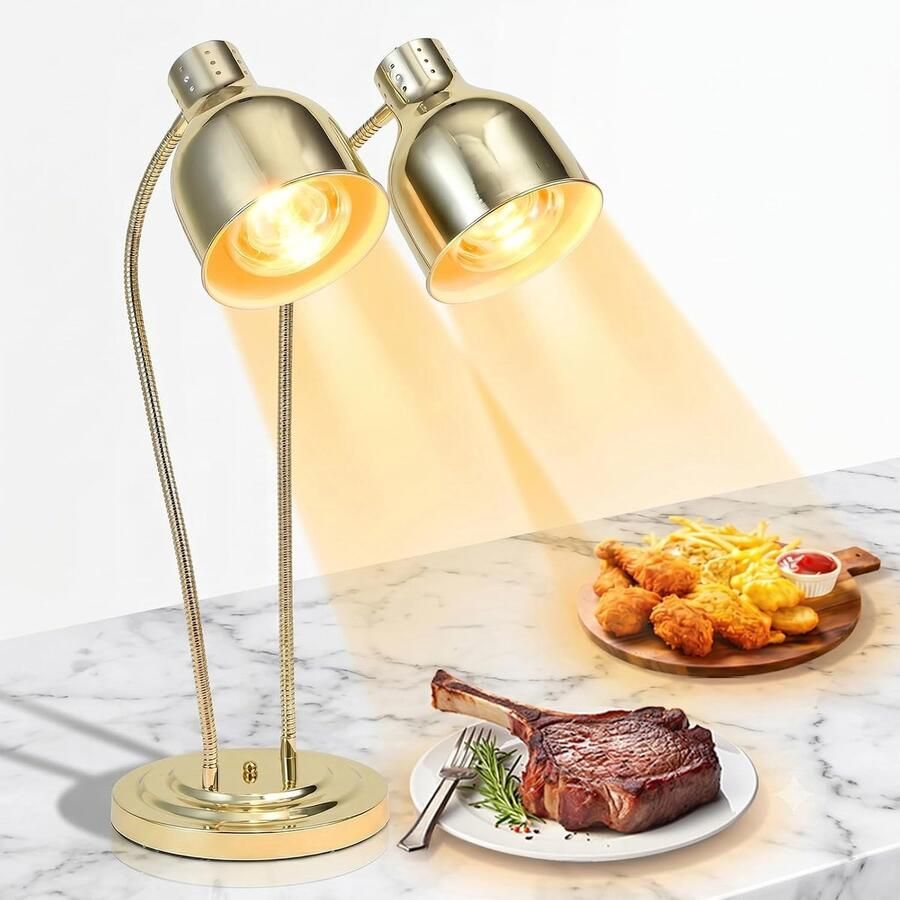 Verwarmingslamp 2-delig goud 3-voudig in hoogte verstelbaar ideaal voor buffet en restaurant ShopVlot