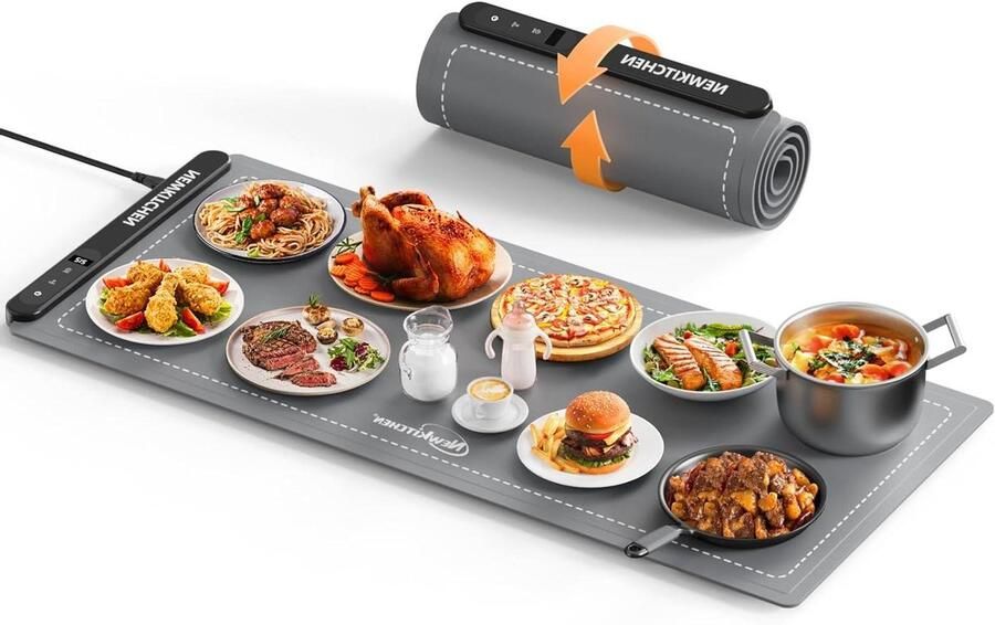 Verwarmingsmat Voedsel Buffetwarmer Voedselwarmer Buffetten Warm Houden XXL Formaat 91 x 40 cm Donker Grijs
