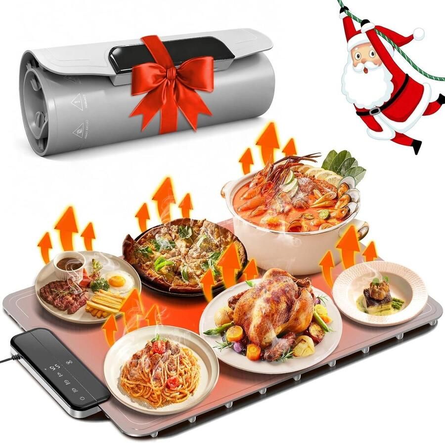 Verwarmingsmat Voedsel Voedselwarmer Kussen Maaltijden Warm Houden Vaatwasmachinebestendig 64 x 40 cm Zilvergrijs