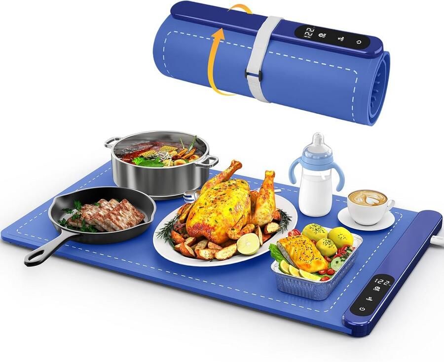 Verwarmingsmat Voedsel Warmhoudplaat Elektrisch Maaltijden Warm Houden Grafeen Verwarmingstechnologie 38.86 x 36.27 cm Zwart