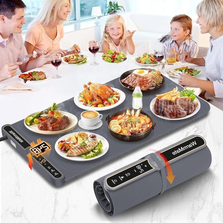 Verwarmingsmat Voedsel Warmhoudplaat Elektrisch Maaltijden Warm Houden Snelle Oppervlakteverwarming 60 x 38 cm Donkergrijs