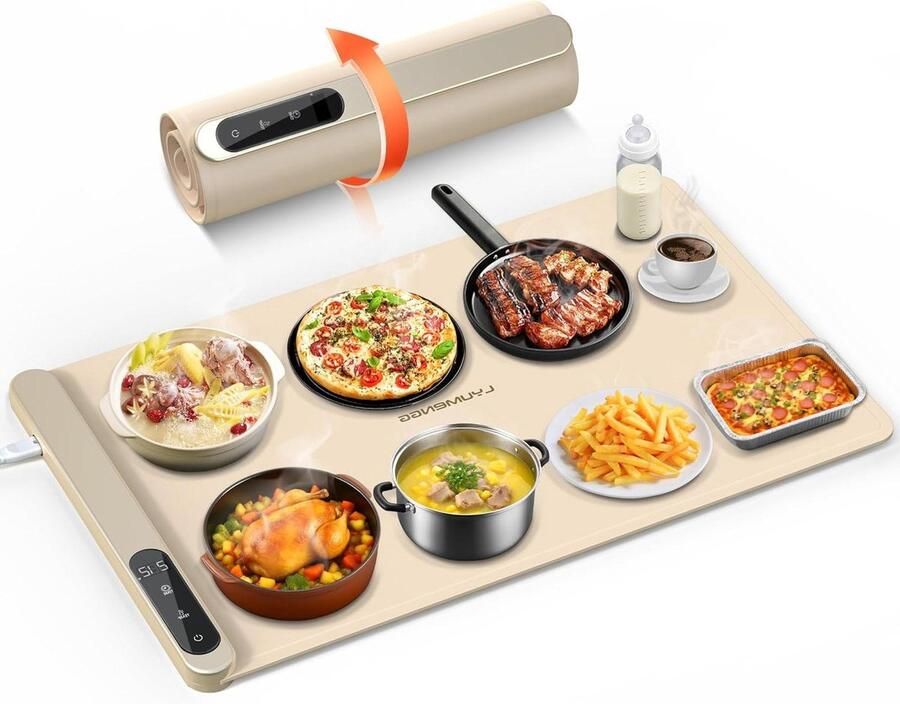 Verwarmingsmat Warmhoudbak Buffetfeest Warmhouden Gelijkmatige Oppervlakteverwarming 500 Watt Gebroken Wit