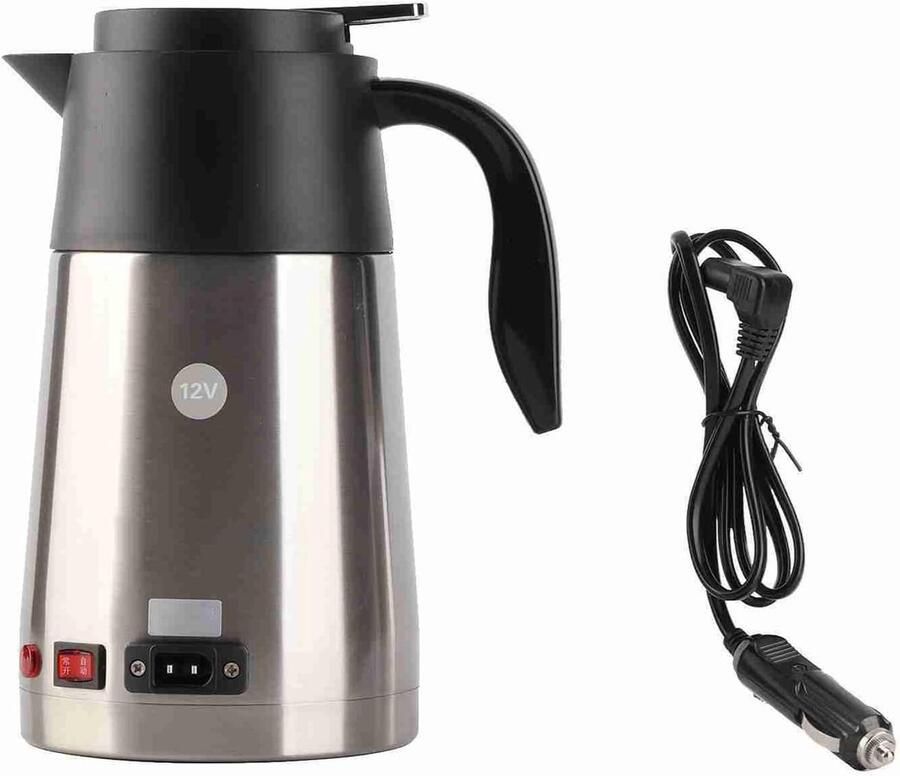 Verwarmingsmok Auto Elektrische Waterkoker Warme Dranken Onderweg Snelle Verwarmingstechnologie 1300 ml Zilver