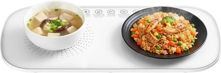 Elektrisch verwarmingspaneel Isolatiemat servies Eten warm houden Gelijkmatige warmteopslag 30 x 18 cm Wit